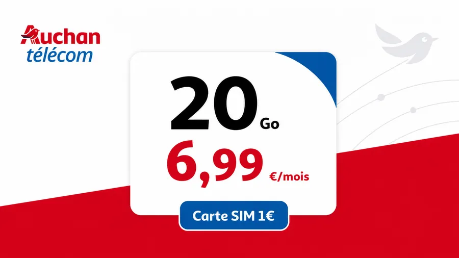Auchan Telecom : le forfait passe à 20 Go pour 6,99€