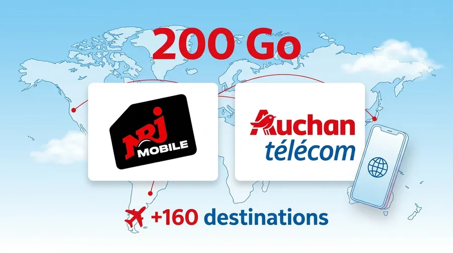 NRJ Mobile et Auchan Telecom dégainent un forfait voyage : 200 Go + 35 Go dans plus de 160 destinations